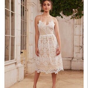 Two Sisters Annabelle Sleevess Lace V Neck Midi Dress White Size XS NWT